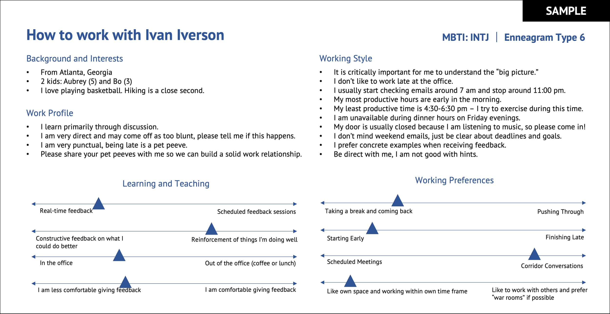 Example “Working with me” slide for a law firm